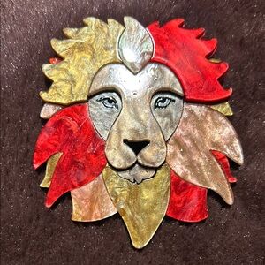 Oversized Colorful Acrylic Lion Brooch